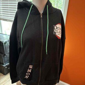 Demon Slayer Zip Up Green and Black Hoodie BN